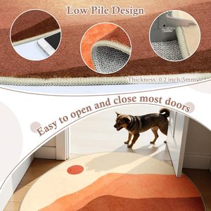 Alfombra redonda de montaña naranja quemada Alfombra de pila baja antideslizante lavable Impresión a pedido para sala de estar Dormitorio - Product Image 6