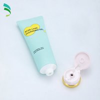 Tubo cosmético vacío de PE, suave, de 50-120 ml, con cuello dorado de 35 mm y tapa abatible rosa, para gel limpiador de ácido salicílico para el cuidado del acné.