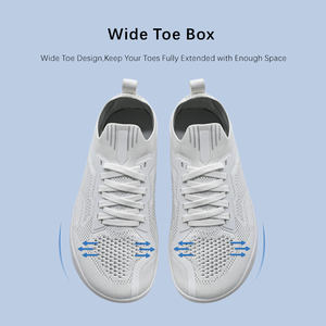 Respirant tissé supérieur laçage anti-dérapant semelle en caoutchouc large orteil boîte Fitness marche chaussures de course pour pieds nus zéro chute - Product Image 3