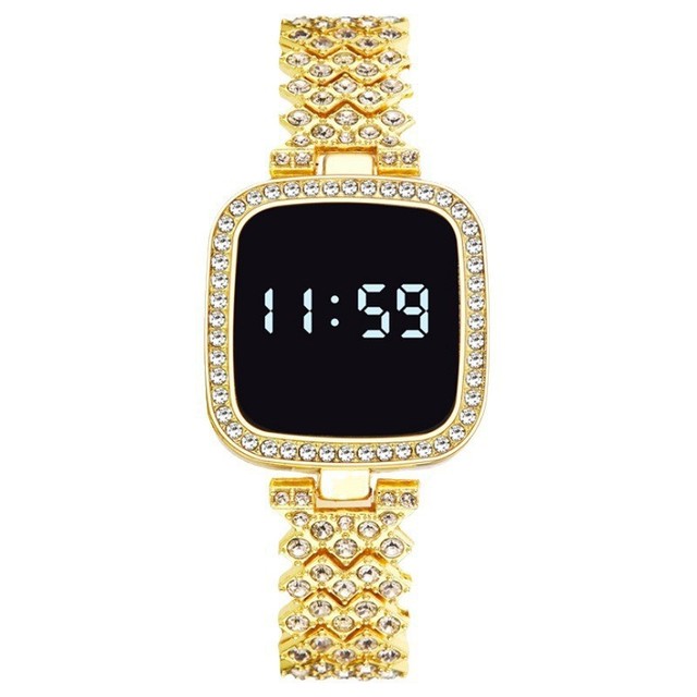 2025 Fresh Simple Square Women's Alloy Diamond-Studded LED Touch Light Luxury Fashionable Personalized Watch
