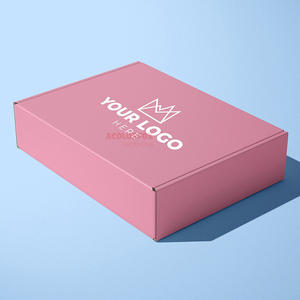 Boîte aux lettres en carton ondulé rose avec logo de marque personnalisé Boîte d'emballage d'extension de cheveux avec impression couleur - Product Image 1