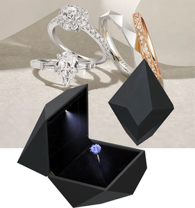 Sáng tạo cao cấp dẫn phun sơn đề nghị Nhẫn Spotlight hộp kim cương hình sang trọng nhung vải trang sức đóng gói hộp - Product Image 4