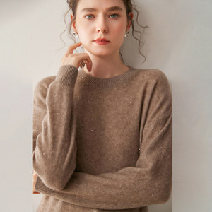 Großhandel Dicker Kaschmir-<span class=keywords><strong>Pullover</strong></span> für Damen, Rundhals-<span class=keywords><strong>Pullover</strong></span> mit Pailletten, Locker Geschnitten, Schlankmachend und Hautfreundlich - Product Image 2