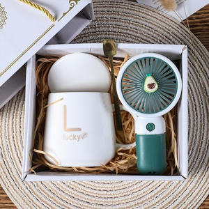 Diskon besar souvenir pernikahan <span class=keywords><strong>Promo</strong></span> hadiah kustom logo perusahaan Mini kipas tangan keramik Mug Hadiah Set untuk tamu hadiah pesta ulang tahun - Product Image 2