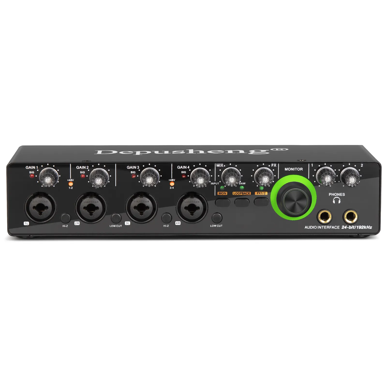 Mini 4 in 2 out 24Bit 192 kHz Mixer konsol DJ rekaman kartu suara USB untuk alat musik Studio Podcasting