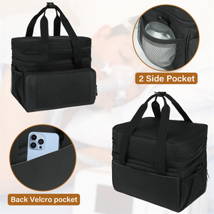 Draagbare polyester opbergkoffer voor <span class=keywords><strong>CPAP</strong></span>-apparaat, noodmedicijnreistas met dubbele laag, zwart design - Product Image 5