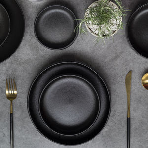 Piatto Rotondo <span class=keywords><strong>in</strong></span> Gres Effetto <span class=keywords><strong>Ghisa</strong></span> Nero per Ristoranti, Hotel e Casa <span class=keywords><strong>in</strong></span> Stile Giapponese - Product Image 2