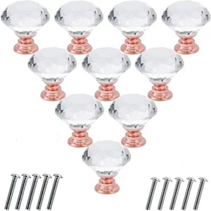 Dresser <strong>Knobs</strong> Silver <strong>Diamond</strong> Drawer <strong>Knobs</strong> Pulls Crystal Clear Glass High Quality 30mm Dining Room Kitchen <strong>Cabinets</strong> Modern 0.03kg - Product Image 2