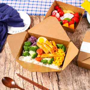 Bento Box Packaging Fast Food Delivery Large Paper Box for Food Cookie Sandwich Custom Takeaway Box