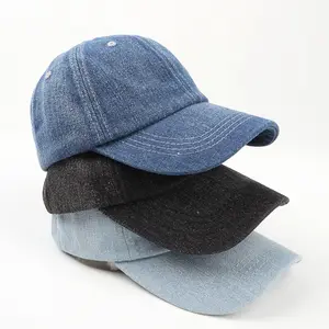 YJL หมวกผ้ายีนส์สำหรับผู้ชายหมวกกันแดดกลางแจ้งระบายอากาศได้ดีสีทึบแบบเกาหลี