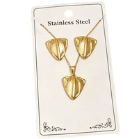 CUMAI Ensemble de bijoux en acier inoxydable plaqué or 18 carats, motif feuille, coquillage et fleur, collier et boucles d'oreilles pour femme, pour soirée et usage quotidien, stock en gros