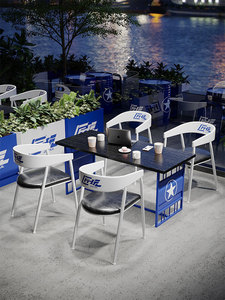 Ensemble table <span class=keywords><strong>et</strong></span> chaises en fer de style industriel moderne pour espaces commerciaux, cafés, gymnases, salons décontractés - Cadres en fer forgé - Product Image 3
