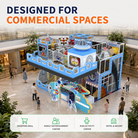 Parc d'attractions intérieur pour enfants à deux étages, clé en main, avec toboggans sur le thème de l'espace, zones d'escalade et jeux interactifs