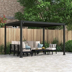 Anyhoo Pulver beschichtetes Aluminium Motorisiertes bio klimatisches LED-Licht Einziehbares Dach Außen lamellen <span class=keywords><strong>pergola</strong></span> 3x6 6x4 6x3 5x4 5x3 - Product Image 2