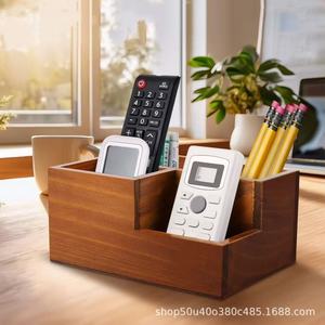 Wooden Desktop Organizer With Compartments Solid Wood Office Pen Holder Storage <b>Box</b> For <b>Makeup</b> Brushes And Stationery - Product Image 3