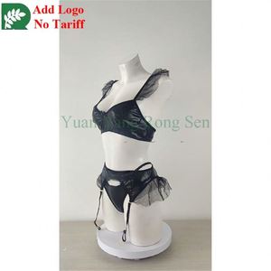 Nuovo Set Intimo Donna in Ecopelle con <span class=keywords><strong>Rete</strong></span>, Reggiseno + <span class=keywords><strong>Perizoma</strong></span> + Giarrettiera, Costume Sexy per Club e Danza - Product Image 5