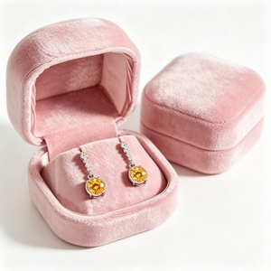 Elegant Velvet Earring Stud Hinged Box Custom Brand Logo Wholesale Jewelry Gift Packaging Case Bulk Factory Outlet Supplier - Product Image 1