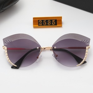 Lunettes de soleil élégantes pour femmes, forme œil de chat, sans monture, vintage, rétro, métal, bleu, violet, <span class=keywords><strong>gris</strong></span>, verres unisexes, lunettes de soleil tendance - Product Image 1