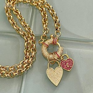 NM51603 <span class=keywords><strong>collana</strong></span> a catena placcata in oro alla moda <span class=keywords><strong>gioielli</strong></span> da donna regali di zirconi cubici con ciondoli a forma di cuore - Product Image 4