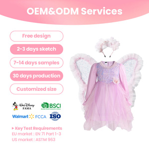 Kostum Cosplay Anime Anak Perempuan Terlaris Set Gaun Pesta Karakter Film TV Putri Berambut Panjang Sayap Peri Malaikat - Product Image 1