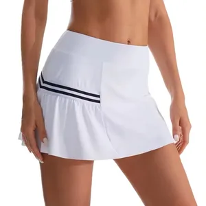 Desain Mode rok tenis wanita kustom rok olahraga tenis Golf putih 88 poliester 12 rok tenis spandeks pakaian olahraga wanita