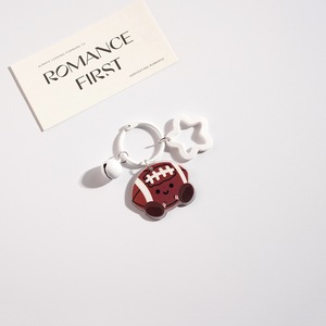 <strong>Cute</strong> Cartoon Sports Keychain Bag Charm with Bell for Badminton Ping Pong Soccer Football Rugby Tennis <strong>Earphone</strong> Bag Gift - Product Image 6