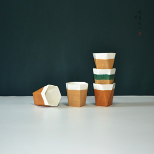 Handmade Bamboo Woven Porcelain <b>Tea</b> <b>Set</b> With Lid Cylinder Shape For Kung Fu <b>Tea</b> Ceremony Chongqing Origin - Product Image 4