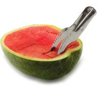 Coupe-pastèque personnalisé 2-en-1 en acier inoxydable, trancheuse et pince à melon, outil créatif pour fruits, cadeau d'été, fabricant