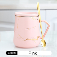 Drinkware – tasse à bordure dorée de 400ml, tasses à thé en porcelaine de marbre de luxe, dernière conception, Logo personnalisé, tasse à café nordique en céramique avec cuillère