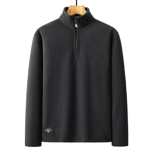 Pull personnalisé avec logo pour homme, col montant, couleur unie, coupe ample, en polaire, chaud, pour l'automne et l'hiver. - Product Image 4