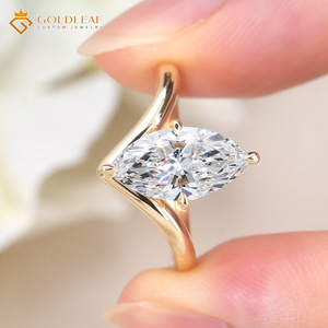 Bague en diamant de culture certifié IGI Goldleaf 14/18K, 1 à 5 carats, DEF VVS-VS, taille marquise, pour cadeau de mariage ou anniversaire - Product Image 3