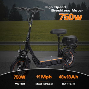 미국 창고 14 인치 강력한 750 W E-스쿠터 최고의 <span class=keywords><strong>48V</strong></span> 18AH 750 W 무거운 의무 도시 접이식 전기 스쿠터 성인용 - Product Image 2