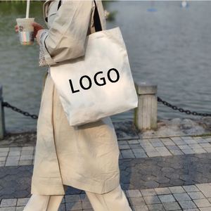 Bolsa de Lona Promocional Económica con Logotipo Personalizado, Asa Larga, Tejido Grueso, Color Beige, Orgánica, Reciclada, para Compras, Playa, con Cierre - Product Image 4