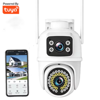 Caméra de sécurité étanche IP66 à double objectif, vision nocturne couleur, 256 Go max, audio bidirectionnel, contrôle via l'application Tuya