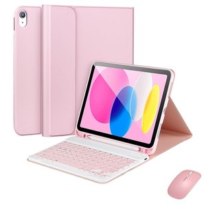 Étui clavier sans fil pour iPad 10e et 11e génération, housse de tablette en cuir PU avec support stylet intégré et béquille pliable - Product Image 5