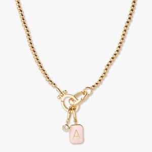 Collier de mode personnalisé pendentif résistant au ternissement étanche breloques de bricolage breloques de collier initiales en plaqué or Cz perle - Product Image 1