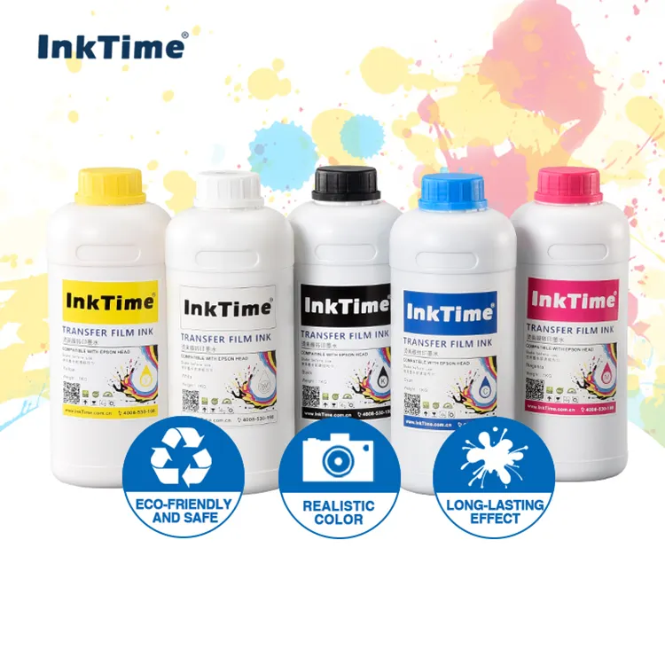 Inktime yeni ambalaj 1L dtf mürekkep cmyk supercolor dtf mürekkep beyaz en iyi dtf mürekkep ve film