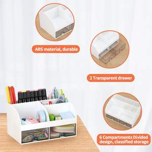 Organizador de Escritorio <span class=keywords><strong>con</strong></span> Cajones, Ligero, de PVC, Rectangular, para Mesa o Mostrador, Caja de Almacenamiento para Bolígrafos, Lápices y Artículos de Oficina - Product Image 4