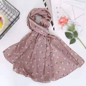 Simple bordado Floral bufanda chal de algodón indio Bandana imprimir pañuelos Sjaal de Hijab musulmán islámico estolas - Product Image 4