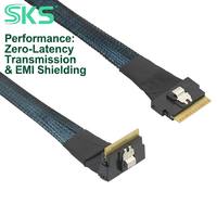 Cable SlimSAS 8i SFF-8654 de 24 Gbps 4.0 Gen4, 74P de Alta Densidad, Interconexión de Almacenamiento Interno con Blindaje ABS