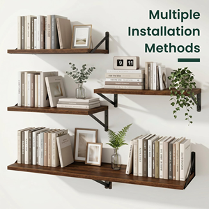 Rustic Wood Floating <b>Shelves</b> Set of 3 Country Style <b>Wall</b> <b>Mounted</b> Storage <b>Shelves</b> Decorative <b>Wall</b> <b>Shelf</b> - Product Image 3