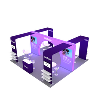 Stand d'exposition 20x20 avec éclairage LED mural, nouveau design, en aluminium, sans outil, pour salon professionnel