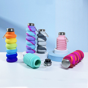 Food Grade Reusable Collapsible Silicone <b>Water</b> <b>Bottles</b> for Travel Spout - Product Image 3
