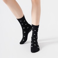 Chaussettes de yoga tricotées personnalisées pour femmes, avec soutien de la voûte plantaire, antidérapantes, pour Pilates, motif cœur floral et nœud, chaussettes mi-mollet