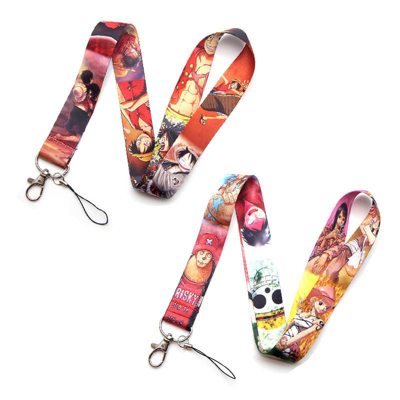 Anti-Lost Lanyards Mobile Phone ID Card Accessories Cool Cartoon Piece Luffy Lanyards Wholesale Custom Satin Anime Lanyard Image 2