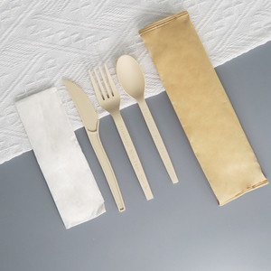 Juego de cubiertos desechables con logotipo personalizado para restaurante, cuchillo para llevar, tenedor, cuchara, cubiertos de plástico con servilleta - Product Image 6
