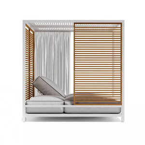 Luxury Poolside <strong>Outdoor</strong> Lounge Bed Teak Back Garden <strong>Canopy</strong> Bed and Cabanas <strong>with</strong> Waterproof Cushion Aluminum <strong>Daybed</strong> - Product Image 2