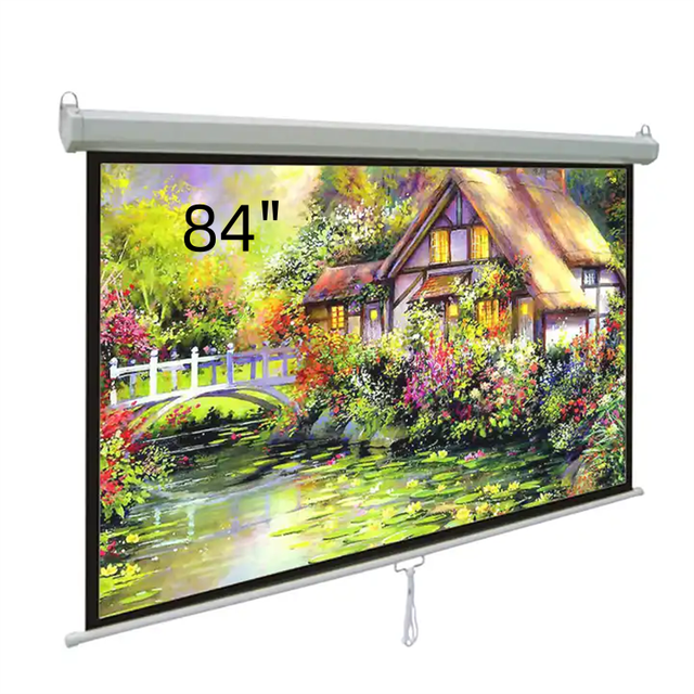 84 Inch 4K HD High Gain 16:9 4:3 Alr  Retractable Self-Locking Portable Manual Pull up Projector Screen for Home Office