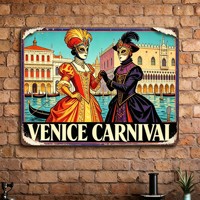 Plaques murales décoratives en métal vintage personnalisées en gros, thèmes Hawaï Hula Dance et Carnaval de Venise, OEM ODM, pour la décoration murale de la maison et des bars