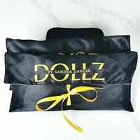 Enveloppe en satin rose imprimée avec logo personnalisé sac de rangement cosmétique pour extension de faisceaux de cheveux emballage de cadeau de luxe en soie perruque pochette en satin pour poussière